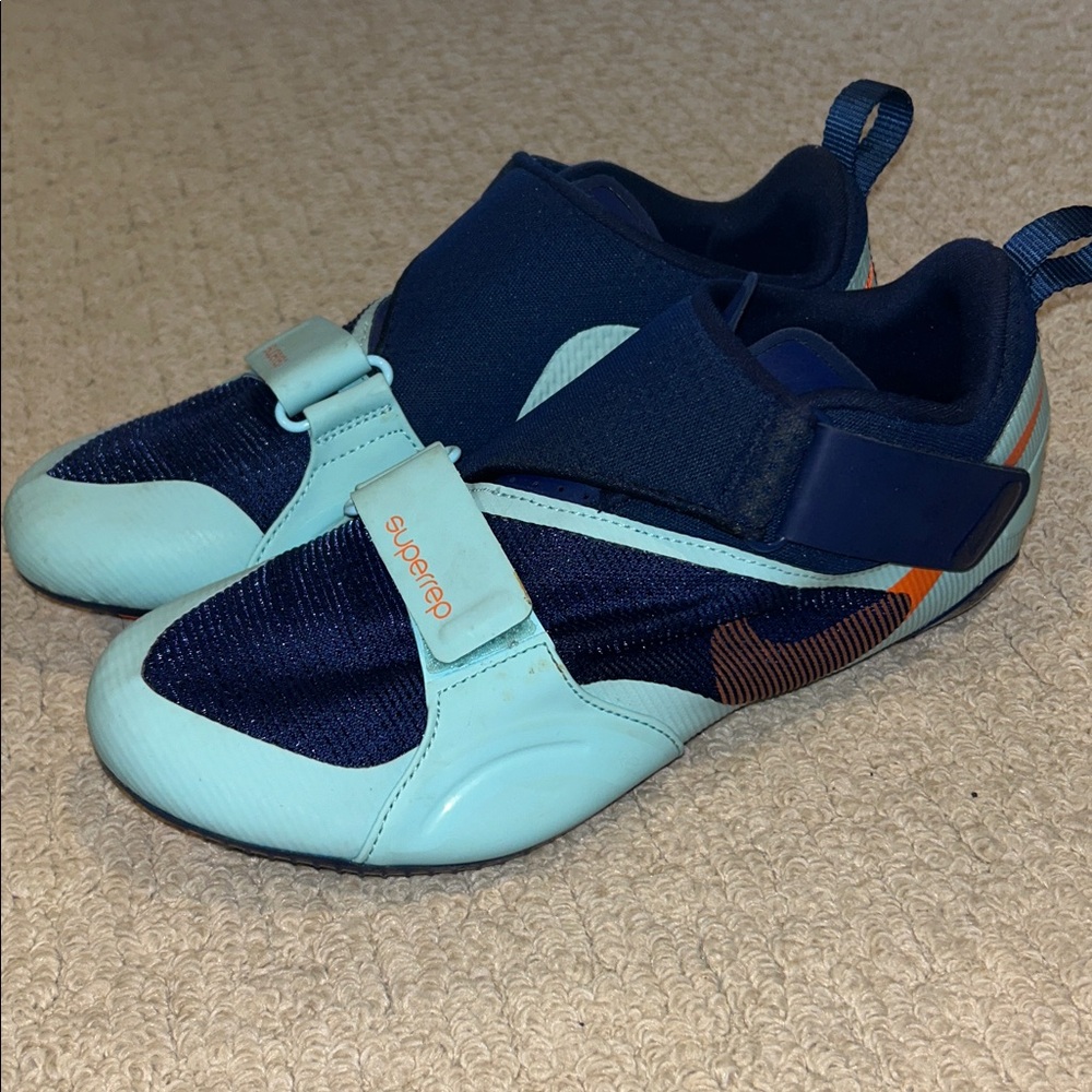 Men’s Nike Superrep Indoor Cycling Shoes Blue Void Copa Orange U.S. Size 10
